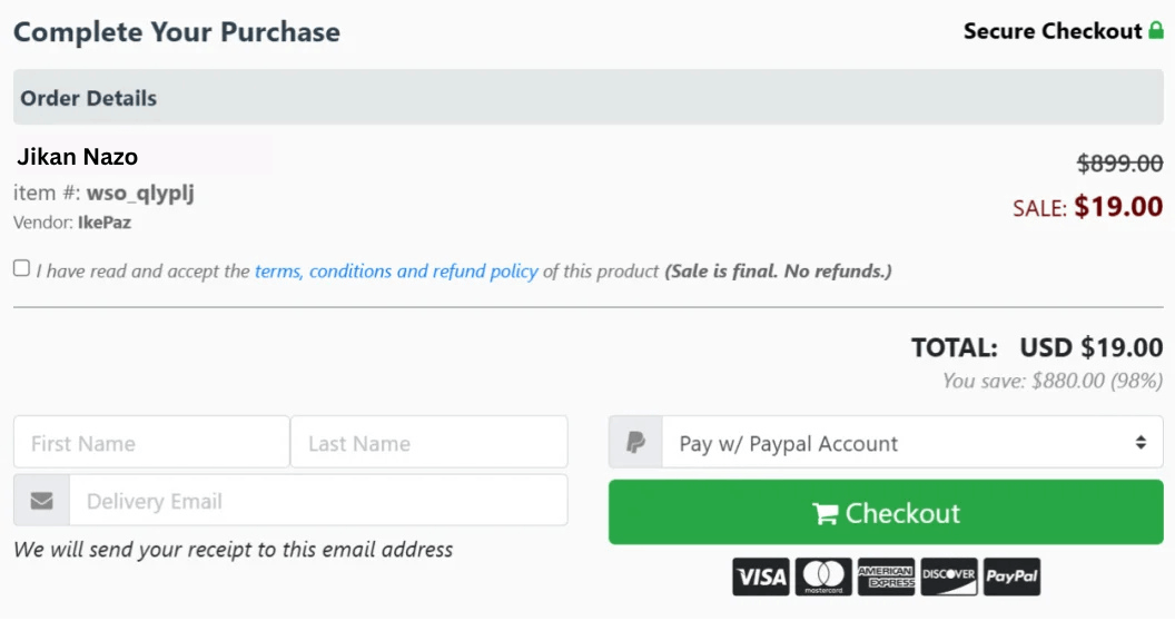 Jikan Nazo Secure Checkout